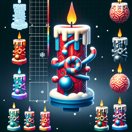 a christmas candle. plastic style. Single Game Texture. In-Game asset. 2d. Blank background. High contrast. No shadows.