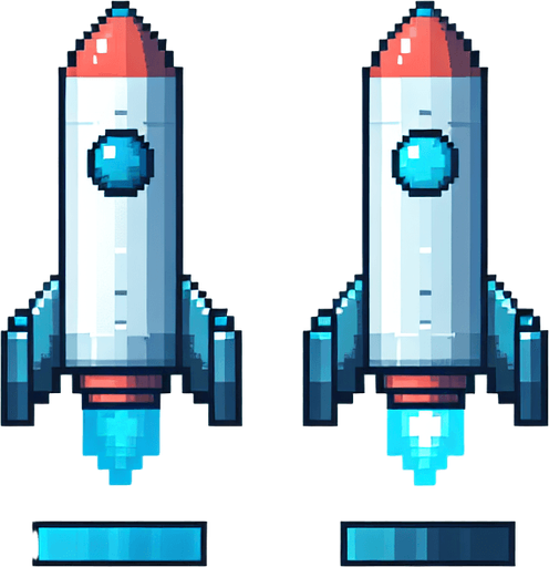 Medium cyan,white coloured rocket.
Single Game Texture. In-Game asset. 2d. Blank background. High contrast. No shadows.