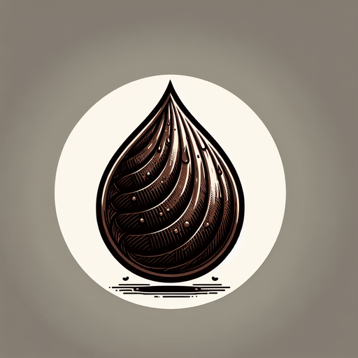 Coffee droplet..
Single Game Texture. In-Game asset. 2d. Blank background. High contrast. Shadows at the bottom.