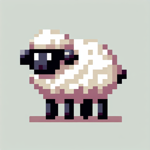 A 2D pixel sheep.
Single Game Texture. In-Game asset. 2d. Blank background. High contrast. No shadows.