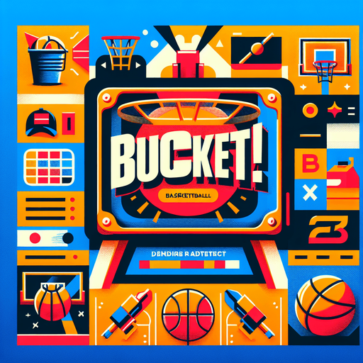 Text anouning "Bucket!".
Basketball. Text only. Tv style ad.