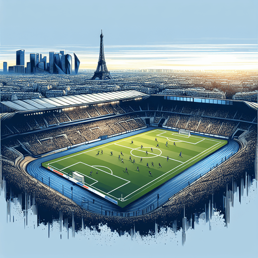 Stade de foot à Paris.
Single Game Texture. In-Game asset. 2d. Blank background. High contrast. No shadows.