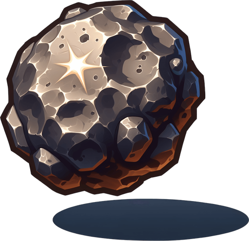 Iron Meteorite which is slightly shining.
Single Game Texture. In-Game asset. 2d. Blank background. High contrast. No shadows.