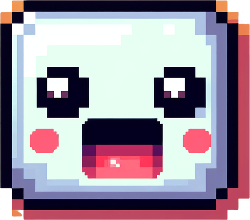 cute hungry chatbot character head. mouth wide open to eat information. pixelated. 8 bit..
Single Game Texture. In-Game asset. 2d. Blank background. High contrast. No shadows.