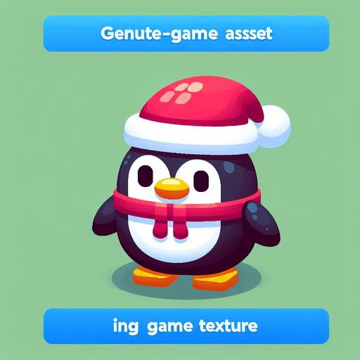 a christmas penguin. plastic style. Single Game Texture. In-Game asset. 2d. Blank background. High contrast. No shadows.