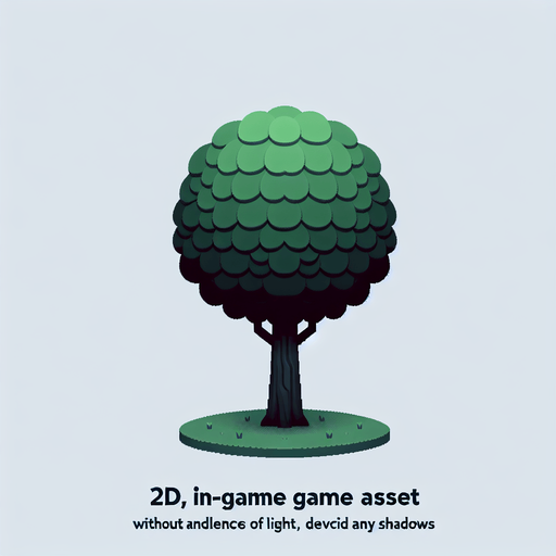 dark green tree, plain background.
Single Game Texture. In-Game asset. 2d. Blank background.  No shadows.