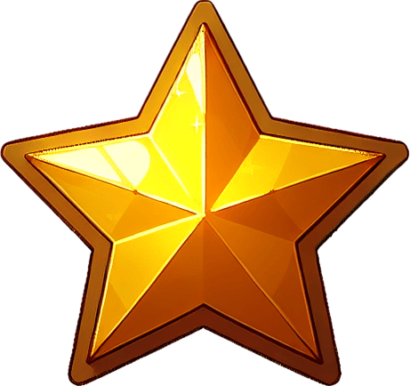 A small golden star.
Single Game Texture. In-Game asset. 2d. Blank background. High contrast. No shadows.