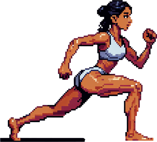 side-view of an athlete. single game sprite, pixel art, blank background.