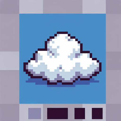 pixel art cloud.
Single Game Texture. In-Game asset. 2d. Blank background. High contrast. No shadows.