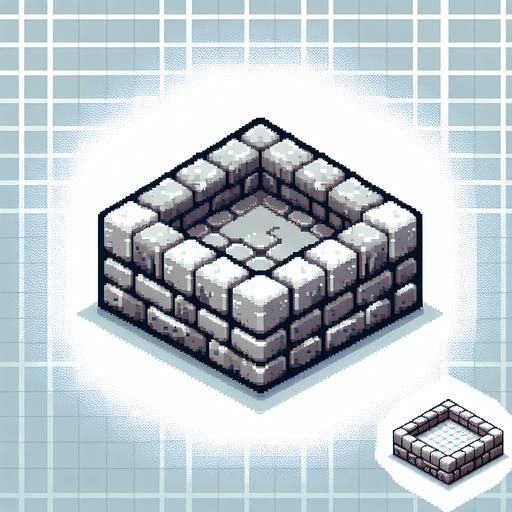 isometric stone wall platform. top-down bird-eye view perspective. 8-bit pixelated. grey soft-color palette..
Single Game Texture. In-Game asset. 2d. Blank background. High contrast. No shadows.