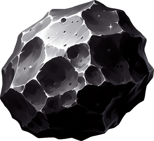 Iron Meteorite which is slightly shining.
Single Game Texture. In-Game asset. 2d. Blank background. High contrast. No shadows.