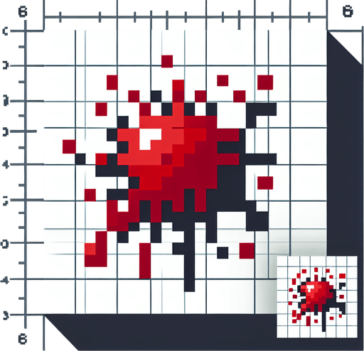 8 bit blood spatter. cartoon. Single Game Texture. In-Game asset. 2d. Blank background. High contrast. No shadows.