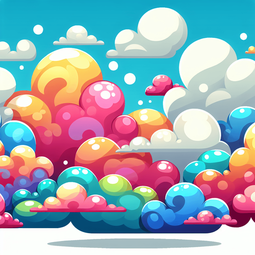 Create a cartoon-style illustration of clouds. The goal is to capture a lively and playful location...
Single Game Texture. In-Game asset. 2d. Blank background. High contrast. No shadows.