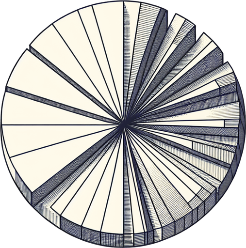 circle sliced into many pieces, flat image.
2d, white background, shadowless.