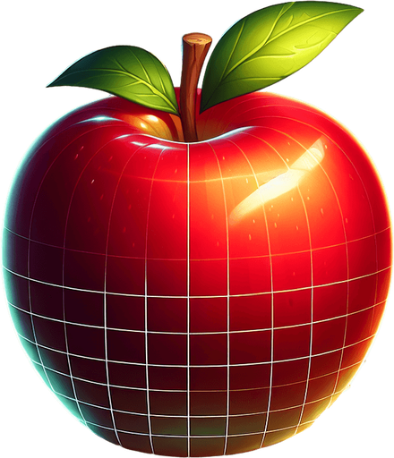 Apple.
Single Game Texture. In-Game asset. 2d. Blank background. High contrast. No shadows.