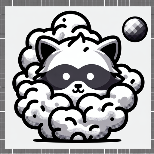 Raccoon head covered in smoke chibi Single Game Texture. In-Game asset. 2d. Blank background. High contrast. No shadows. Single Game Texture. In-Game asset. 2d. Blank background. High contrast. No shadows. Single Game Texture. In-Game asset. 2d. Blank background. High contrast. No shadows.