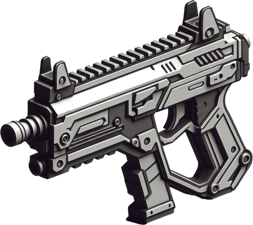 toy gun.
Single Game Texture. In-Game asset. 2d. Blank background. High contrast. No shadows.