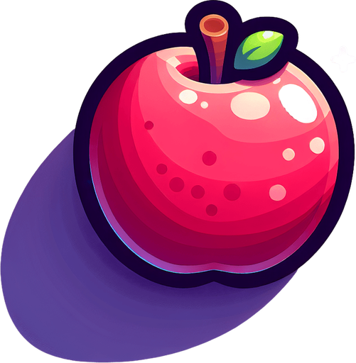 apple.
Single Game Texture. In-Game asset. 2d. Blank background. High contrast. No shadows.