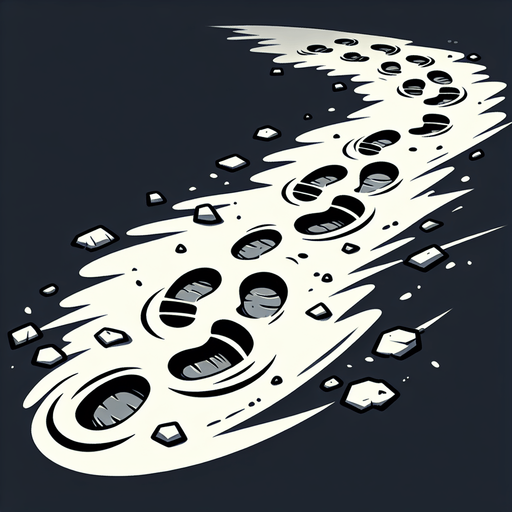 Create a cartoon-style illustration of footsteps in the sand.
Single Game Texture. In-Game asset. 2d. Blank background. High contrast. No shadows.