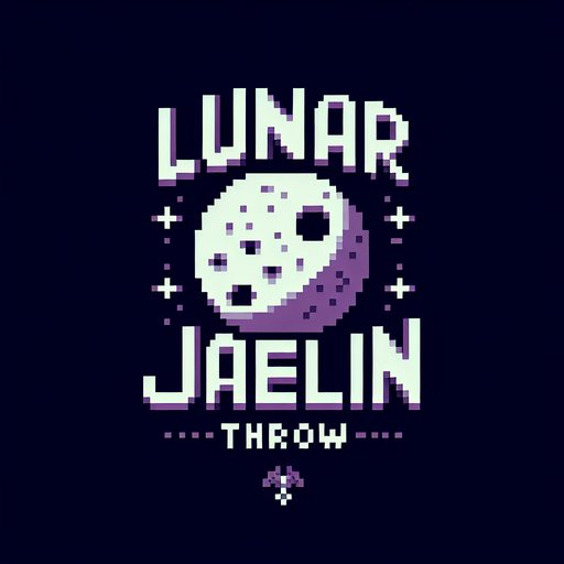 pixelart. a cool game logo with the text 'Lunar Javelin Throw'.
Single Game Texture. In-Game asset. 2d. Blank background. High contrast. No shadows.