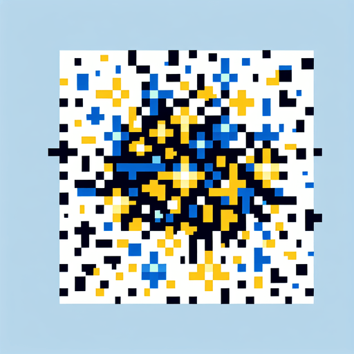 Pixelart. An icon of a a swarm of small yellow and blue stars..
Single Game Texture. In-Game asset. 2d. Blank background. High contrast. No shadows.