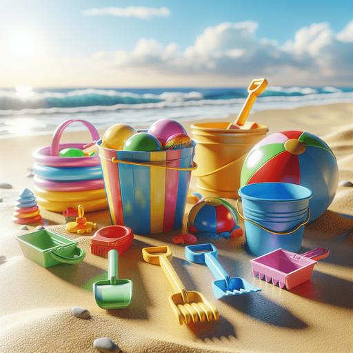 beach toys.
photorealistic