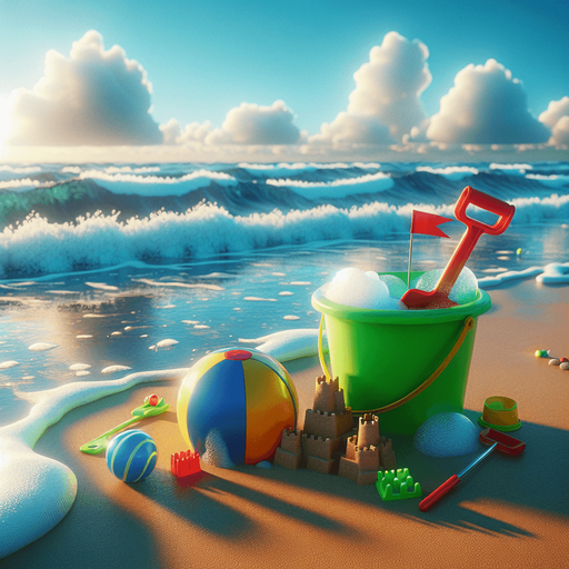 beach toys.
photorealistic