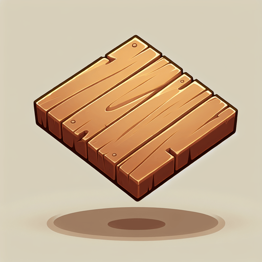 Cartoon. Wood board. In game asset. Single Game Texture. In-Game asset. 2d. Blank background. High contrast. No shadows.