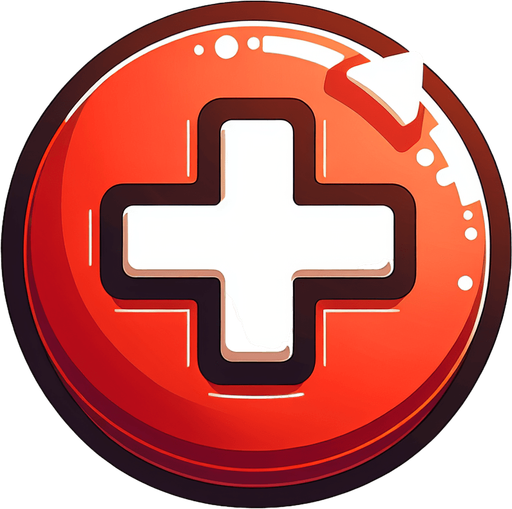 red upgrade button with a "+" sign on it..
Single Game Texture. In-Game asset. 2d. Blank background. High contrast. No shadows.