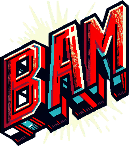 pixel art of bam comic symbol.