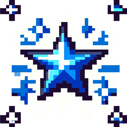 A tiny blue star. pixelart..
Single Game Texture. In-Game asset. 2d. Blank background. High contrast. No shadows.