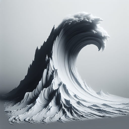 cresting wave.
Single Game Texture. In-Game asset. 2d. Blank background. High contrast. No shadows.