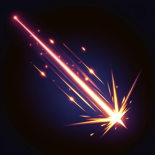 laser being fired upwards.
Single Game Texture. In-Game asset. 2d. Blank background. High contrast. No shadows.