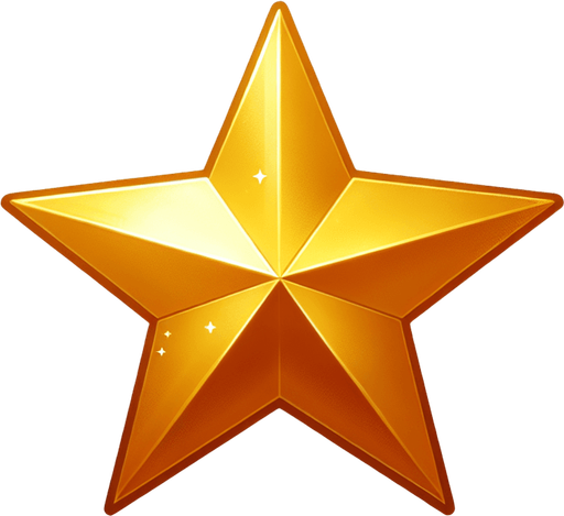 plain gold star, no outline
Single Game Texture. In-Game asset. 2d. Blank background. High contrast. No shadows.