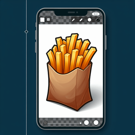 Create a cartoon-style illustration of fries in a brown bag. The goal is to capture a lively and playful object. Front perspective.
Single Game Texture. In-Game asset. 2d. Blank background. High contrast. No shadows.