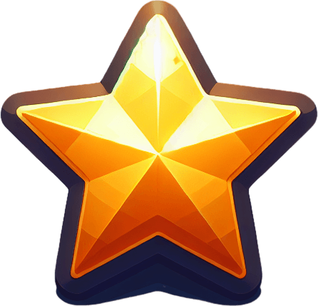 A small golden star.
Single Game Texture. In-Game asset. 2d. Blank background. High contrast. No shadows.