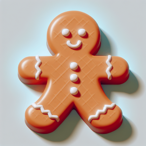 a christmas gingerbrean man. plastic style. Single Game Texture. In-Game asset. 2d. Blank background. High contrast. No shadows.