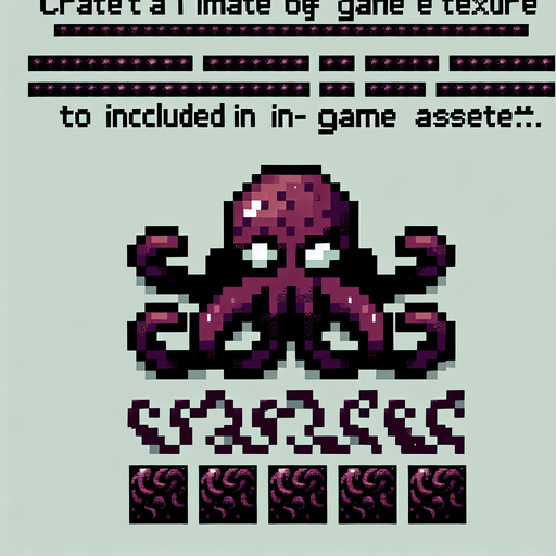 tentacle monster 8 bit.
Single Game Texture. In-Game asset. 2d. Blank background. High contrast. No shadows.