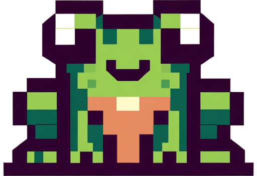 cute jumping frog seen from the frog. ixelated. 8-bit