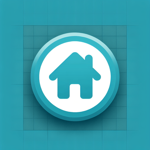 A cyan circle button with a home silhouette in the center. The button means "go back to start window". Avoid white color..
Single Game Texture. In-Game asset. 2d. Blank background. High contrast. No shadows.