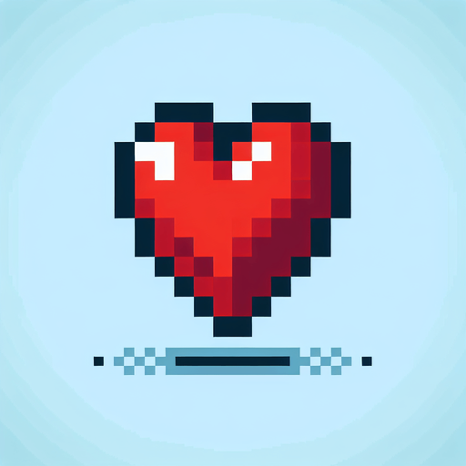 hit point heart pixel art
Single Game Texture. In-Game asset. 2d. Blank background. High contrast. No shadows.