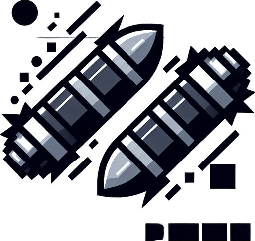 Circular dual bullet powerup asset. No text.
Single Game Texture. In-Game asset. 2d. Blank background. High contrast. No shadows.