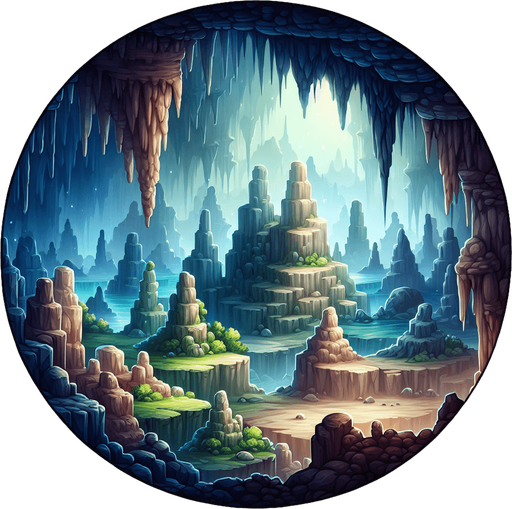 Mystic cavern.
Single Game Texture. In-Game asset. 2d. Blank background. High contrast. No shadows.