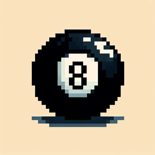 black 8-ball biliard ball. pixelated. 8 bit..
Single Game Texture. In-Game asset. 2d. Blank background. High contrast. No shadows.