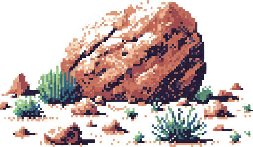 pixel art of a large rock.