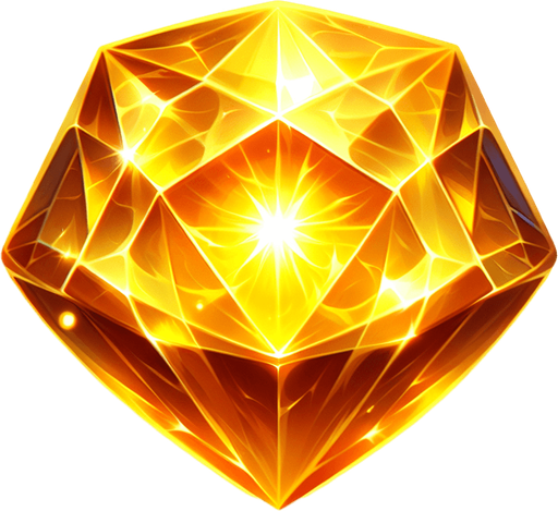 Magic Yellow Diamond Gem.
Single Game Texture. In-Game asset. 2d. Blank background. High contrast. No shadows.