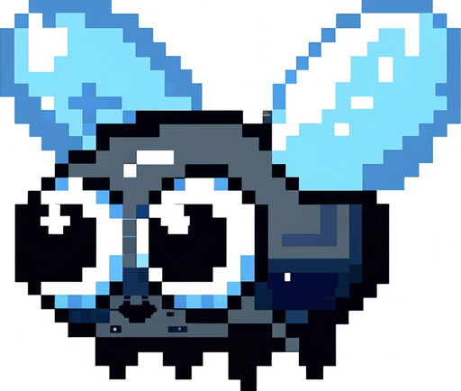 cute flying fly. pixelated 8-bit