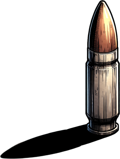 a bullet in an anime style Single Game Texture. In-Game asset. 2d. Blank background. High contrast. No shadows.