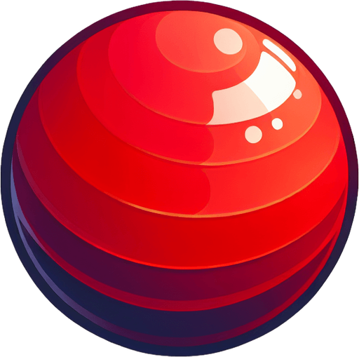 Red round ball.
Single Game Texture. In-Game asset. 2d. Blank background. High contrast. No shadows.