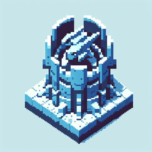 dragon shaped firing turret. top-down bird-eye perspective seen directly from above. 8-bit pixelated. blue soft-palette colored.
Single Game Texture. In-Game asset. 2d. Blank background. High contrast. No shadows.